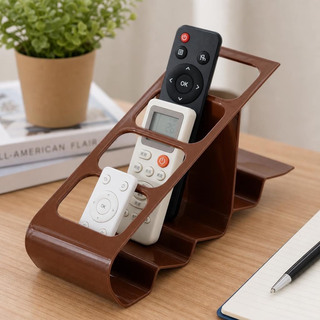 Suport de Birou, Flippy, din Plastic, pentru Telecomenzi, Telefoane, 18 x 7 x 9 cm, Maro