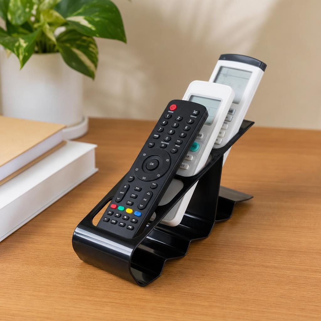 Suport de Birou, Flippy, din Plastic, pentru Telecomenzi, Telefoane, 18 x 7 x 9 cm, Negru