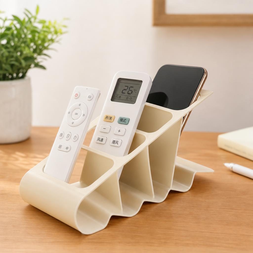 Suport de Birou, Flippy, din Plastic, pentru Telecomenzi, Telefoane, 18 x 7 x 9 cm, Alb