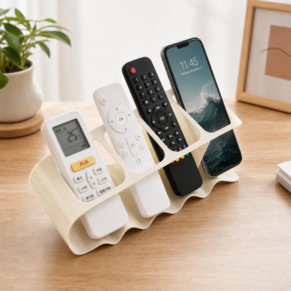 Suport de Birou, Flippy, din Plastic, pentru Telecomenzi, Telefoane, 18 x 7 x 9 cm, Alb
