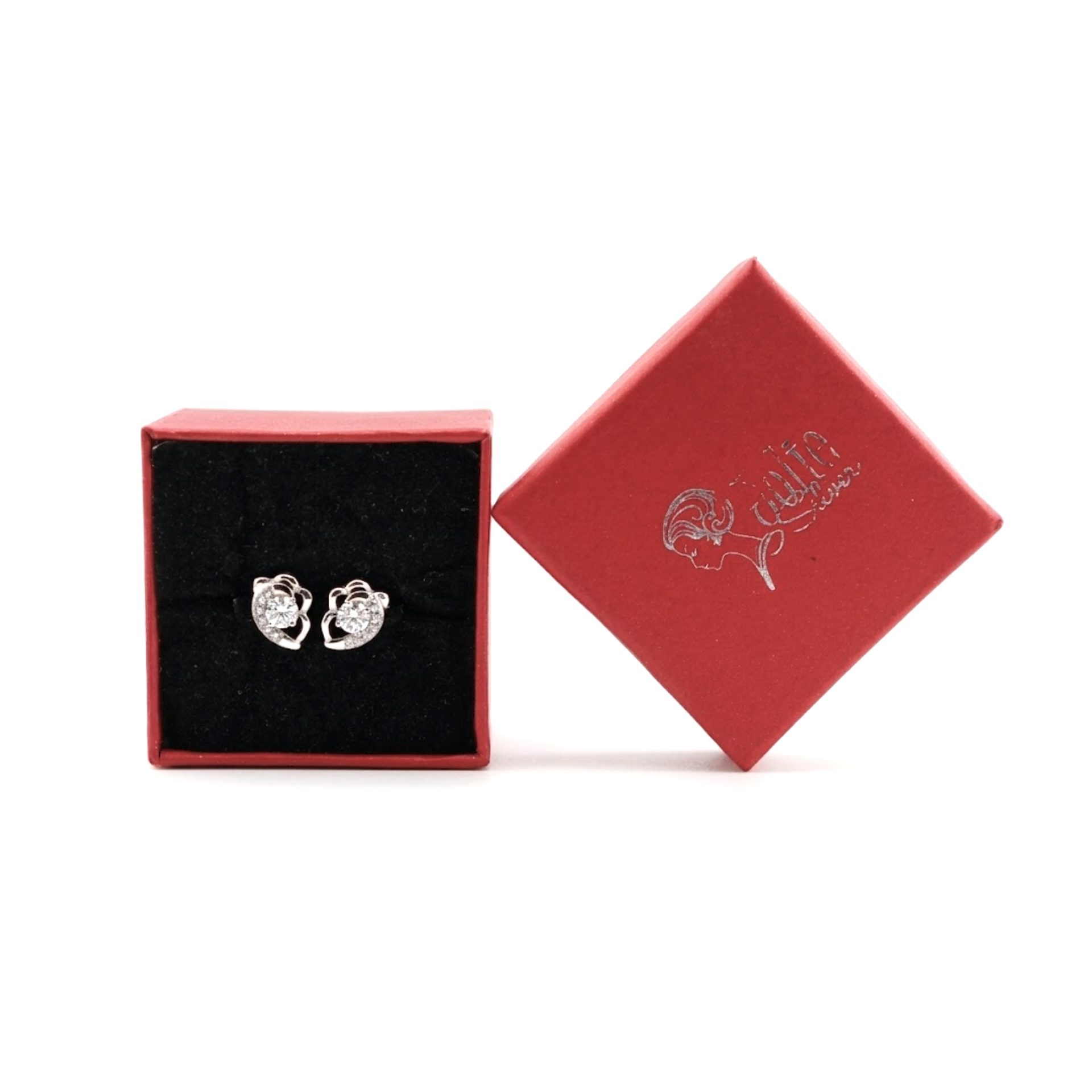 Cercei Argint 925 Inimioara cu Floare, 1.93 g