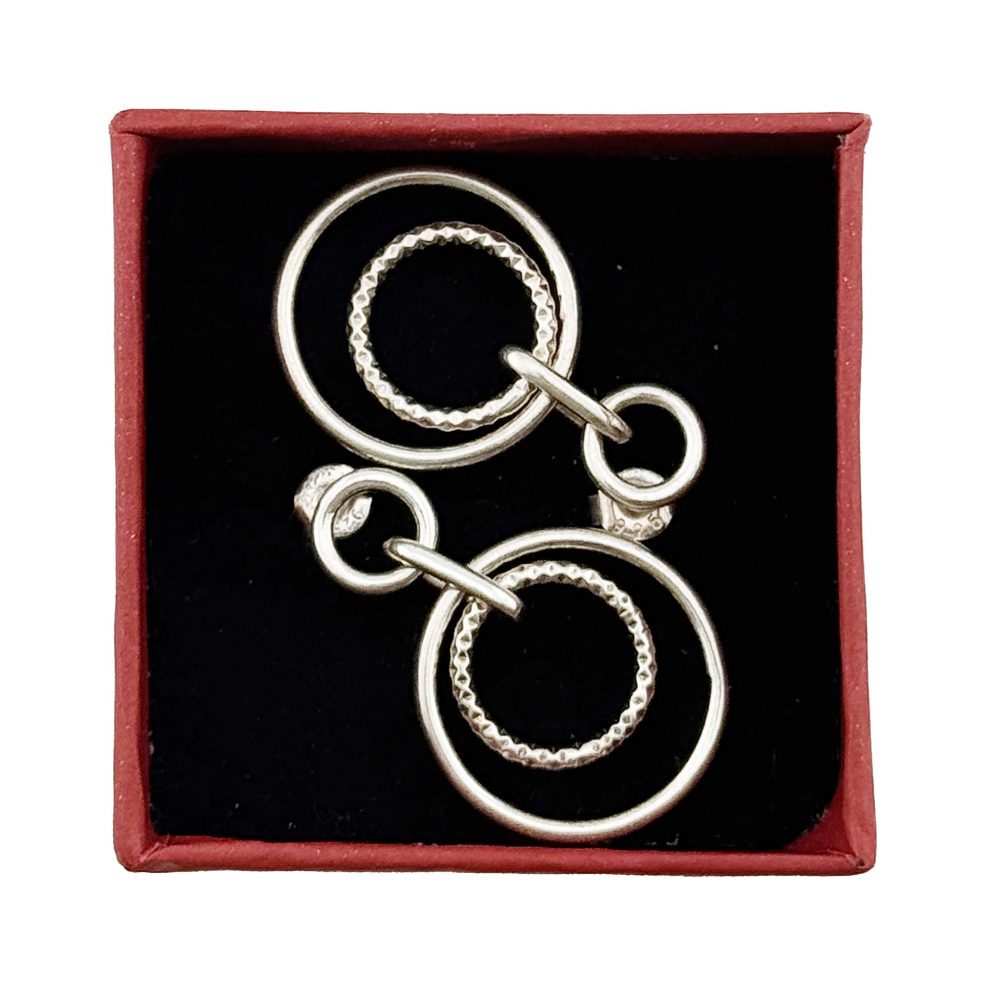 Cercei pentru Dama, Jolie, Argint 925, Model Cerc in Cerc, 5.6g, 2.5 cm x 2 cm, Argintiu