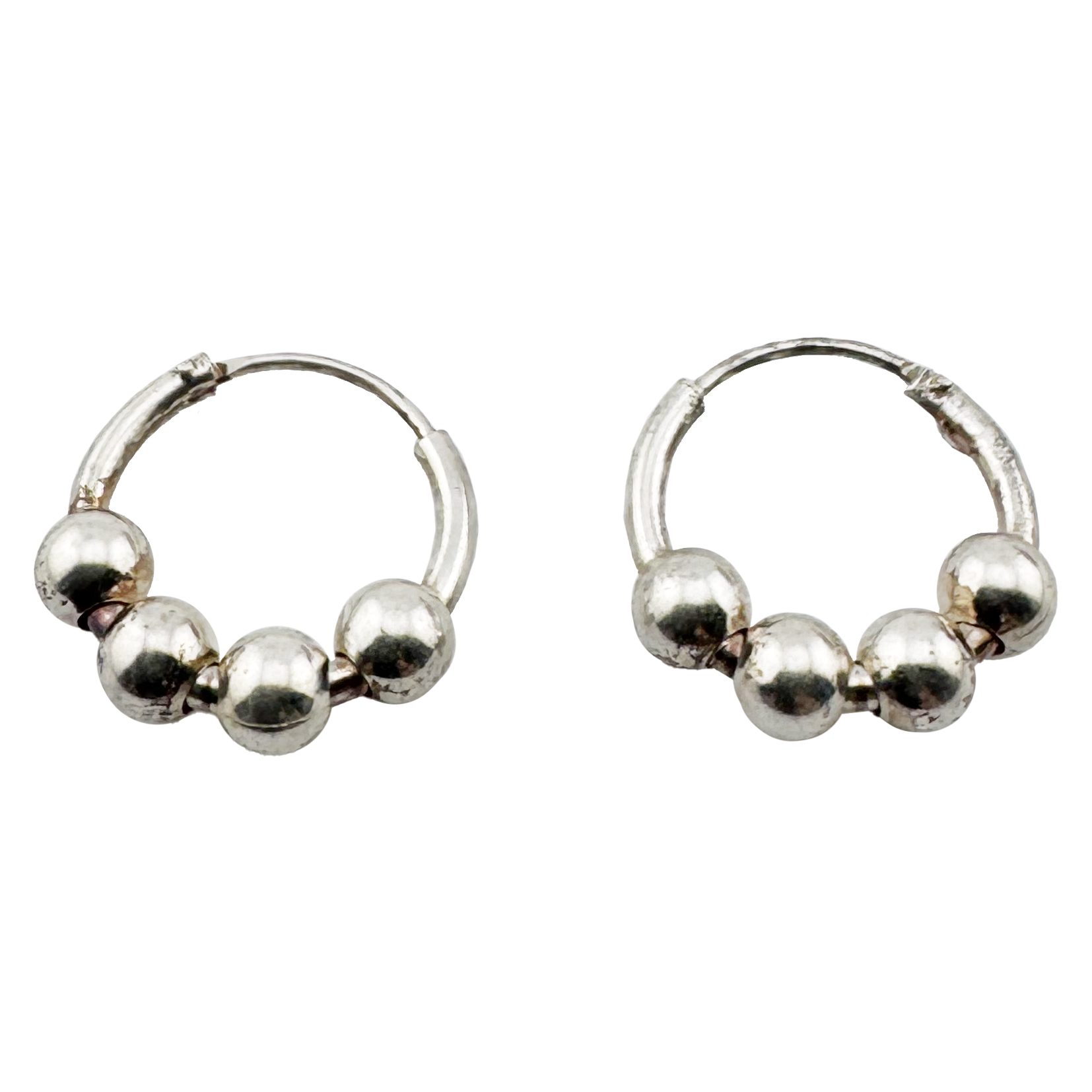 Cercei pentru Dama, Jolie, Argint 925, Model Creole cu 4 Bilute, 12 mm, 1.6g, 1 cm x 1 cm, Argintiu