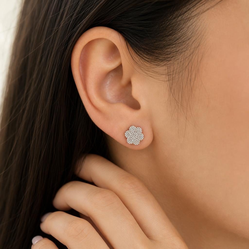 Detaliu cercei argint 925 Jolie Silver floral