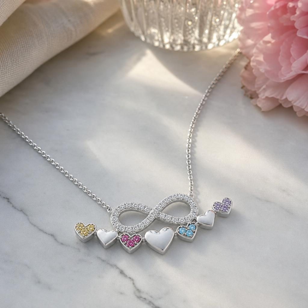 Colier infinit cu zirconiu colorat din lateral