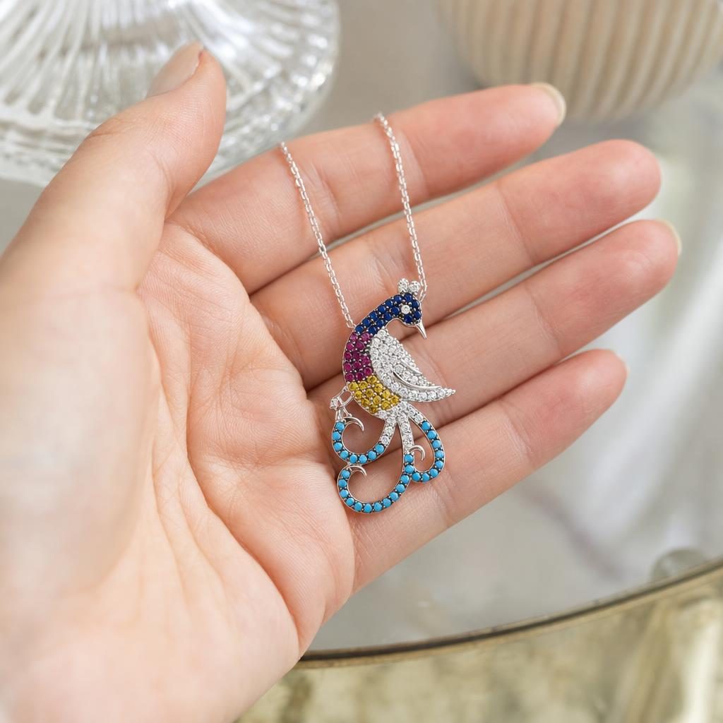 Ansamblu Colier Argint Paun Design