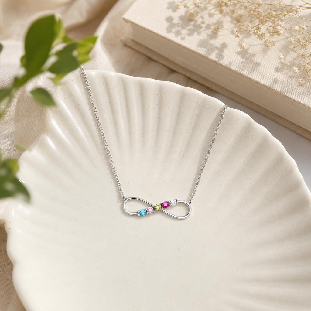 Colier Argint cu Zirconii Multicolore - Detaliu Close-up