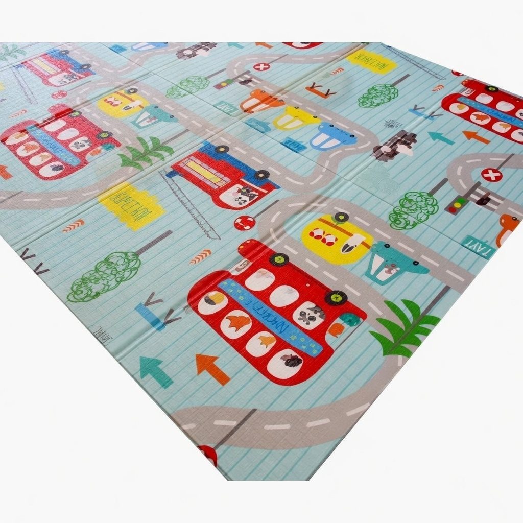 Covoras De Joaca Pentru Bebelusi 200x150 cm, Covor Educativ Cu Model Oras Si Drumuri, Covoras Pliabil Impermeabil Si Antiderapant, Jucarie Dezvoltare Motrica Si Senzoriala, Pentru Copii 0+ Luni, Model 1, Multicolor 5