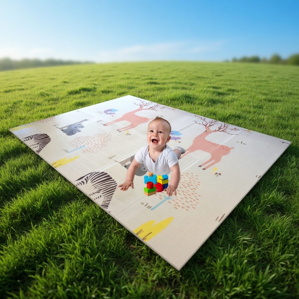 Covoras De Joaca Pentru Bebelusi 200x150 cm, Covor Educativ, Covoras Pliabil Impermeabil Si Antiderapant, Jucarie Dezvoltare Motrica Si Senzoriala, Pentru Copii 0+ Luni, Model 3, Multicolor 4