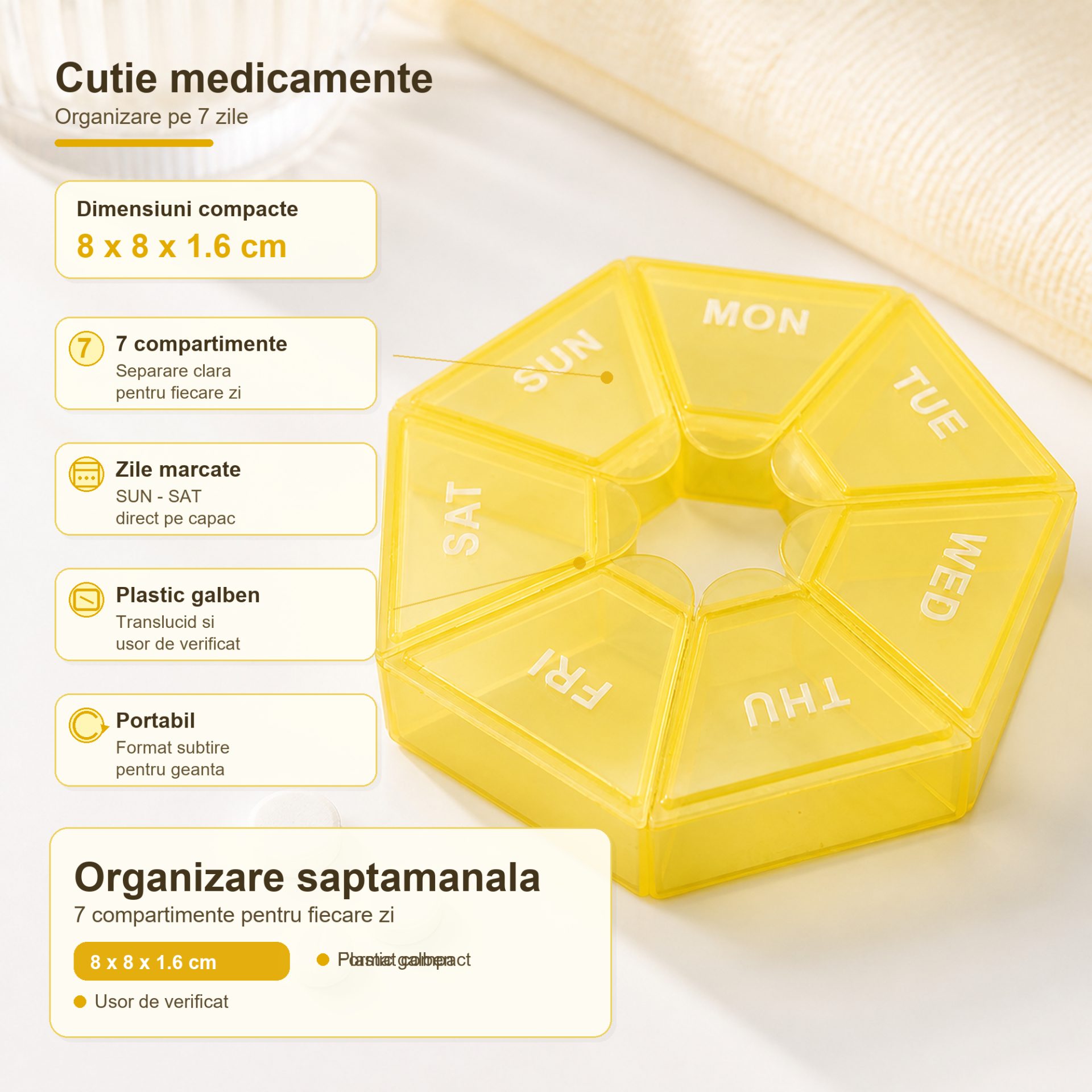 Cutie separator medicamente Flippy - detaliu capac