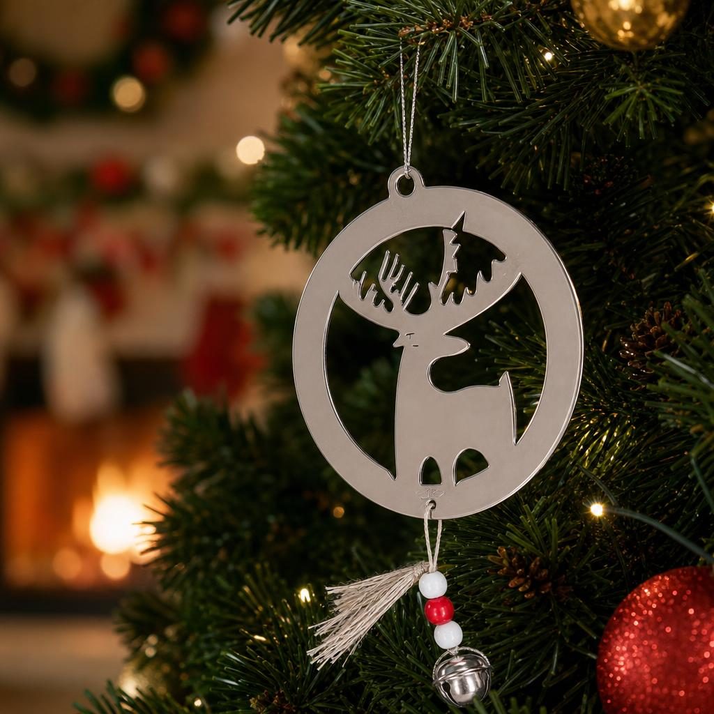 Ornament Brad, , Ren, Argintiu, Lucios, 8*25CM, Acril, Interior/ Exterior 2