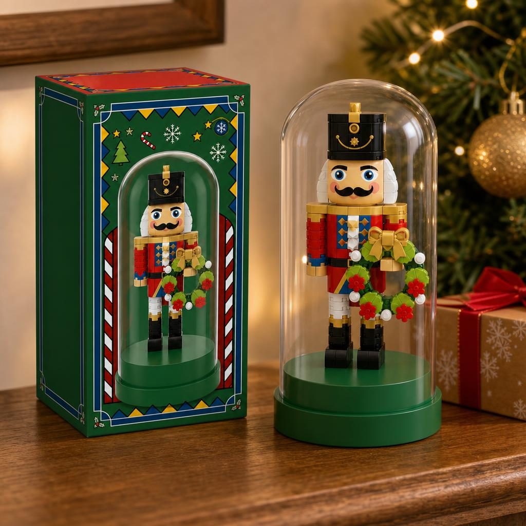 Set de Construit in Sticla, Flippy, Tematica de Craciun, Model 3, Jucarie Tip Blocuri din Plastic, Decoratiune DIY pentru Asamblare, Dimensiune 12.5 x 6 cm, Varsta 14 Ani+, Multicolor
