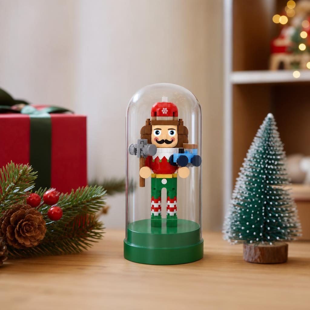 Set de Construit in Sticla, Flippy, Tematica de Craciun, Model 6, Jucarie Tip Blocuri din Plastic, Decoratiune DIY pentru Asamblare, Dimensiune 12.5 x 6 cm, Varsta 14 Ani+, Multicolor