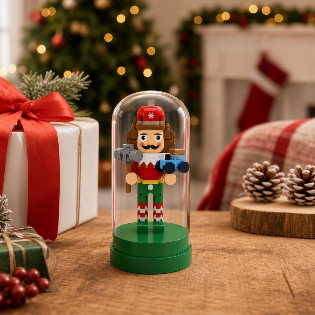 Set de Construit in Sticla, Flippy, Tematica de Craciun, Model 6, Jucarie Tip Blocuri din Plastic, Decoratiune DIY pentru Asamblare, Dimensiune 12.5 x 6 cm, Varsta 14 Ani+, Multicolor