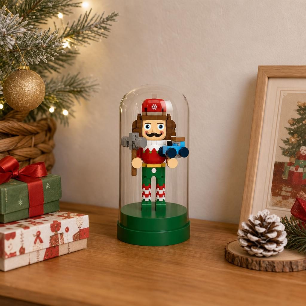 Set de Construit in Sticla, Flippy, Tematica de Craciun, Model 6, Jucarie Tip Blocuri din Plastic, Decoratiune DIY pentru Asamblare, Dimensiune 12.5 x 6 cm, Varsta 14 Ani+, Multicolor