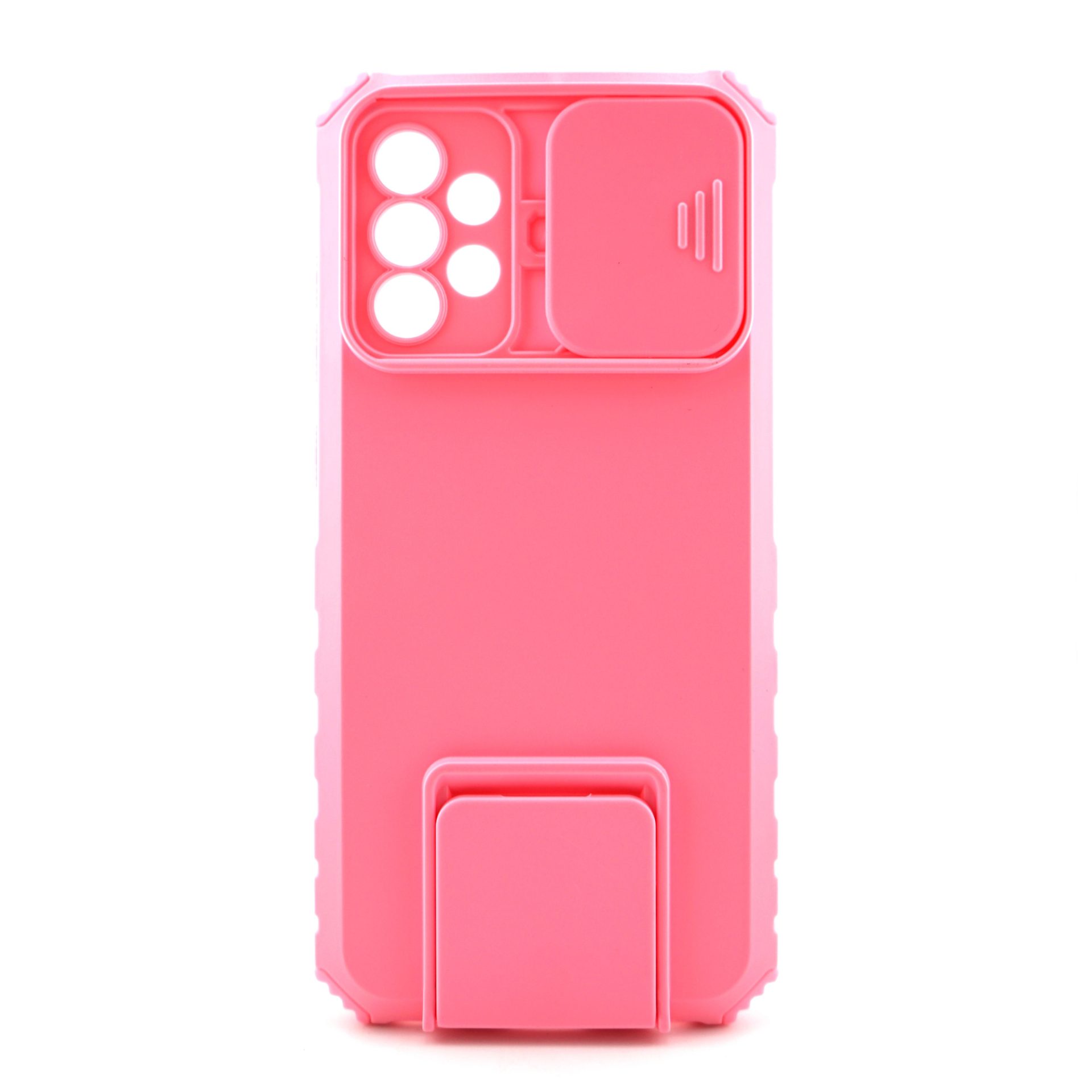 Husa Defender cu Stand pentru Samsung Galaxy A72 4G/ 5G, Roz, Suport reglabil, Antisoc, Protectie glisanta pentru camera, Flippy