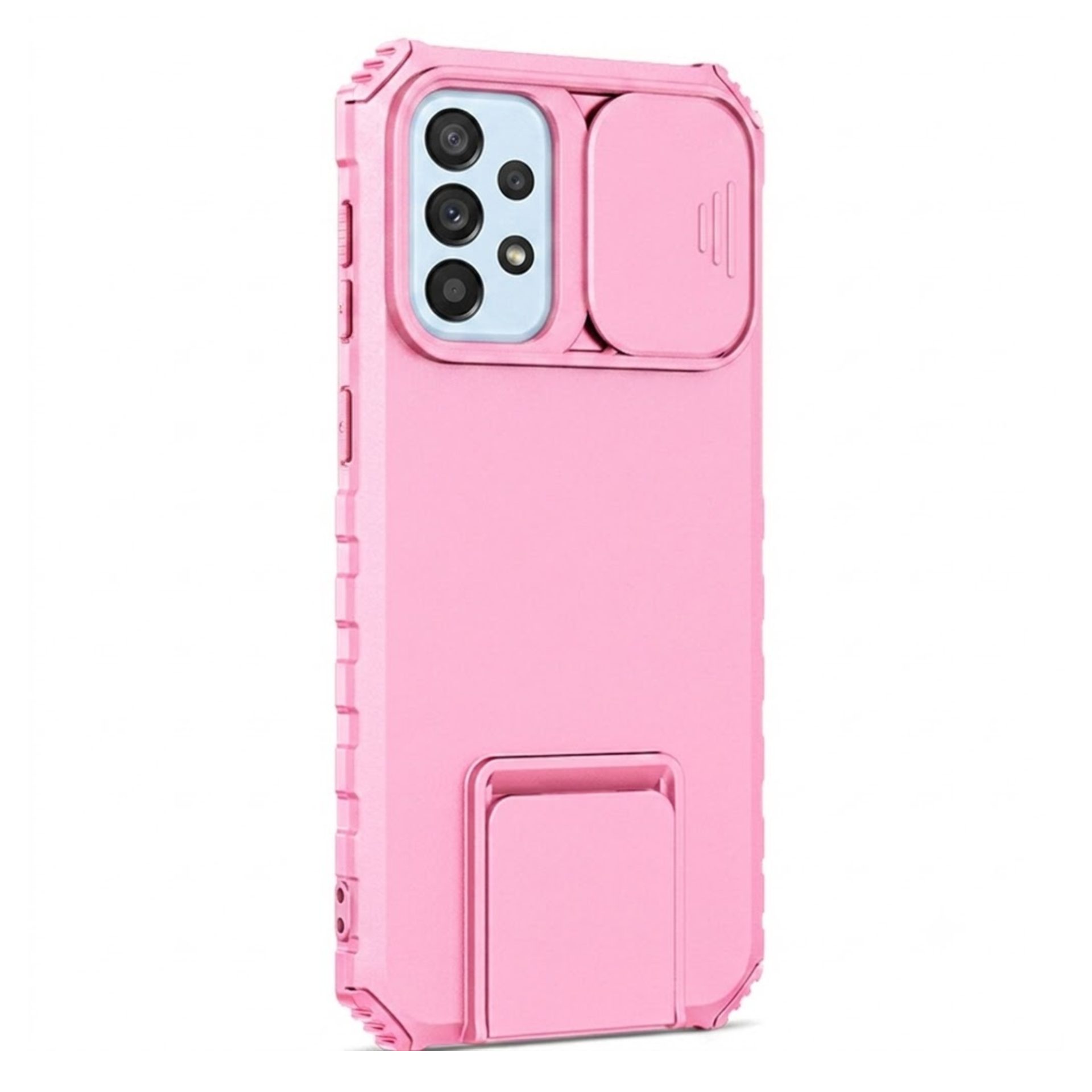 Husa Defender cu Stand pentru Samsung Galaxy A33 5G, Roz, Suport reglabil, Antisoc, Protectie glisanta pentru camera, Flippy