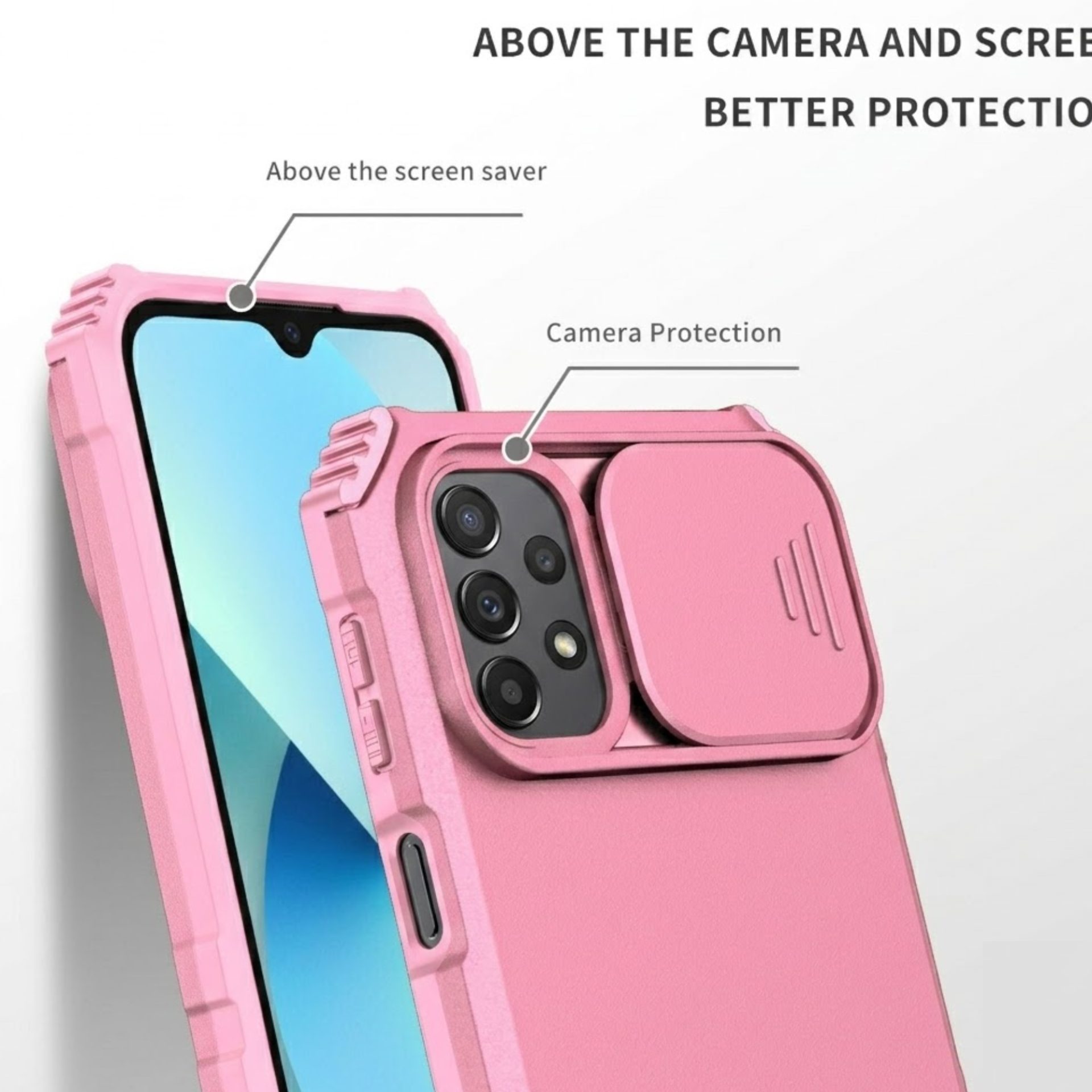 Husa Defender cu Stand pentru Samsung Galaxy A53 5G, Roz, Suport reglabil, Antisoc, Protectie glisanta pentru camera, Flippy