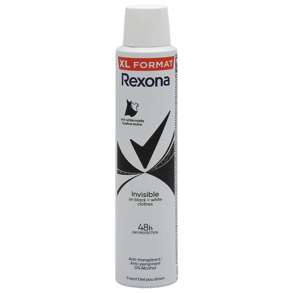 Antiperspirant Deodorant, Rexona, 200 ml Invisible Black si White 1