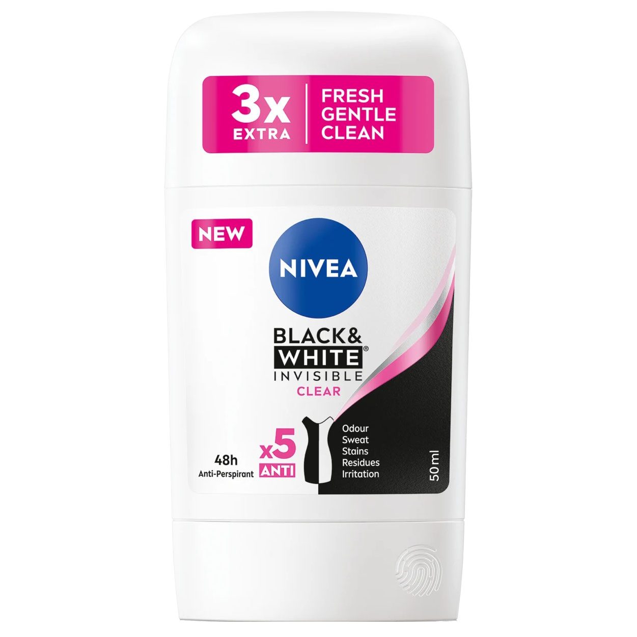Antiperspirant Stick, Nivea, 50 ml Invisible Bw Clear 1