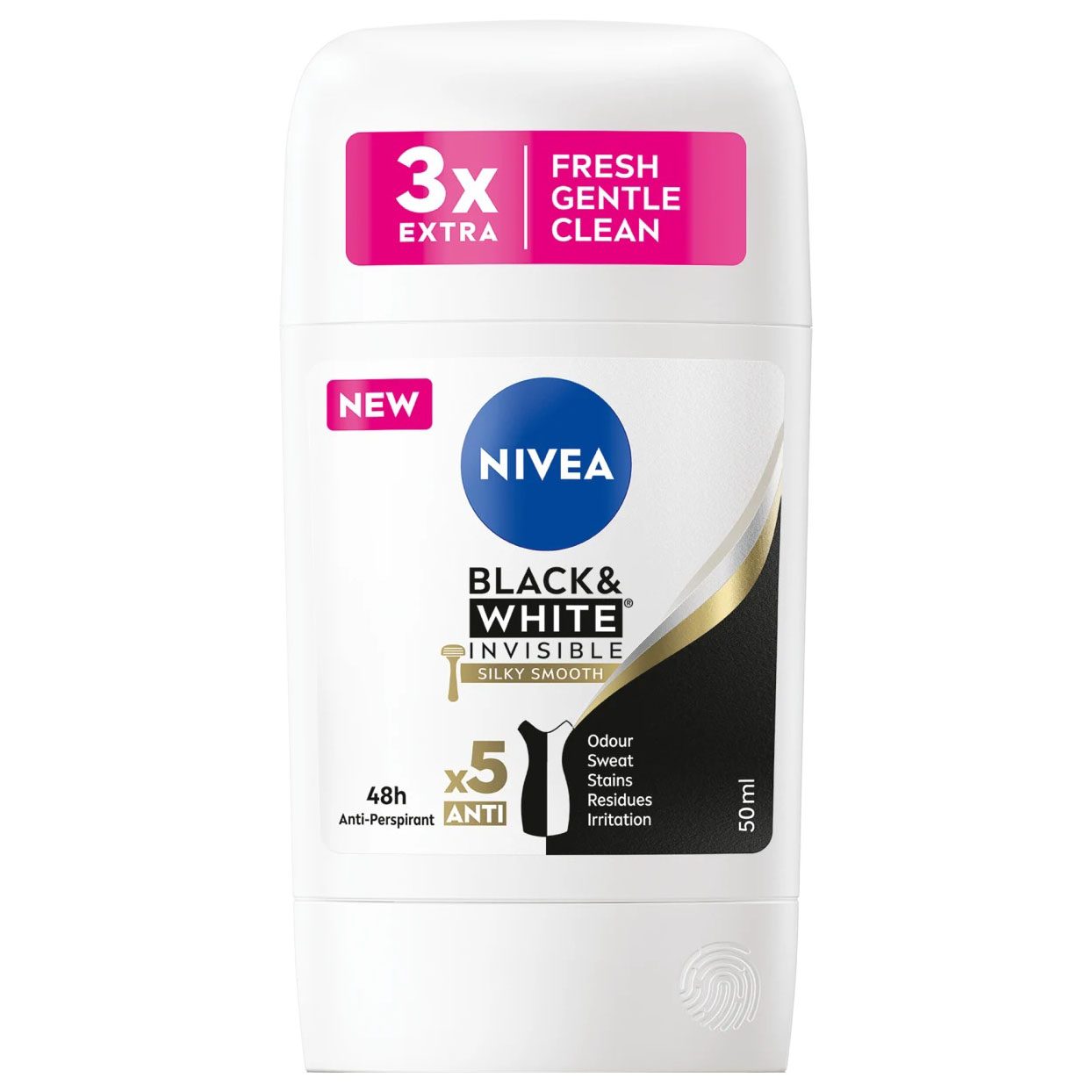 Antiperspirant Stick, Nivea, 50 ml Invisible Bw Silky Smooth 1