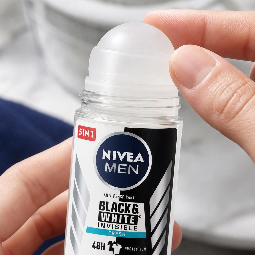 Antiperspirant Roll-On, Nivea, 50 ml, for Men, Invisible Black & White, Fresh