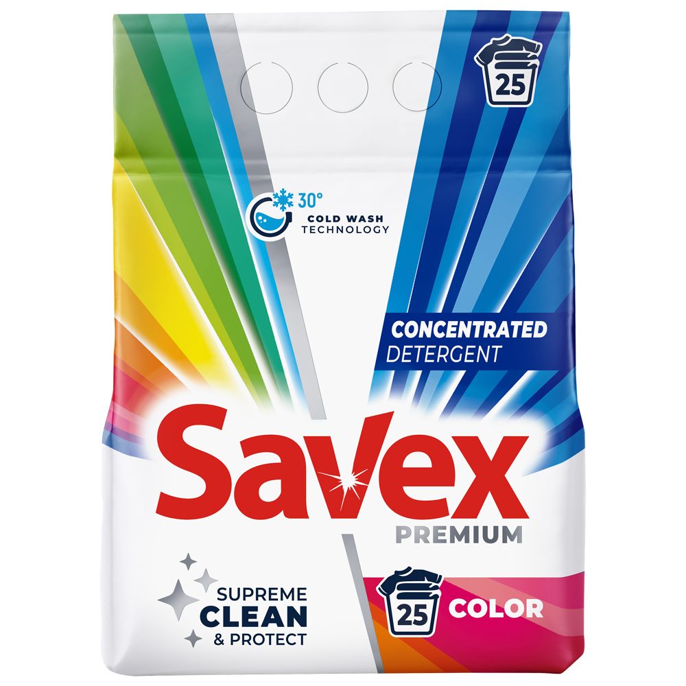 Detergent pentru Rufe Automat, Savex, 2 kg 2in1 Color 25 spalari 1