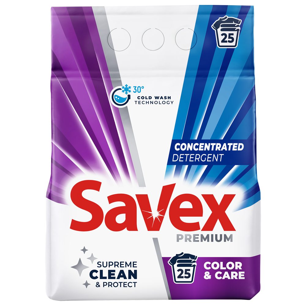 Detergent pentru Rufe Automat, Savex, 2 kg Color si Care Brightness 25 spalari 1