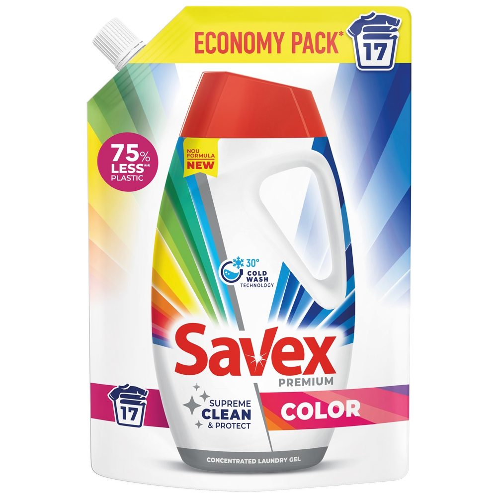 Detergent pentru Rufe, Savex, Gel 765 ml Color 17 spalari 1