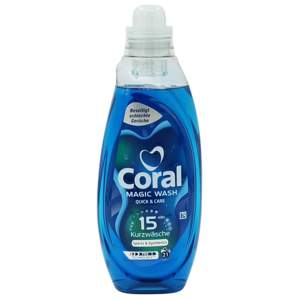 Detergent pentru Rufe, Coral Magic Wash, Gel 840 ml Sport si Synthetics 21 spalari 1