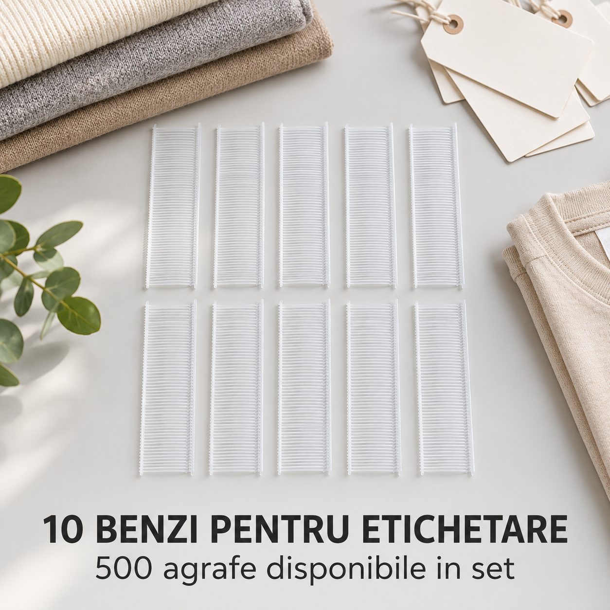 Agrafe transparente Flippy din plastic, cu bandă de 2,5 cm