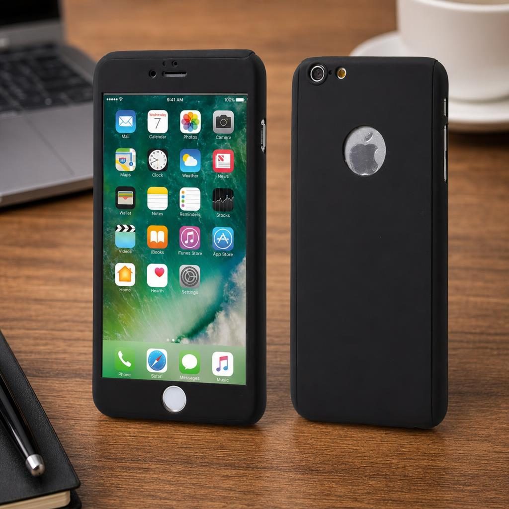 Husa Apple iPhone 6 Plus/6S Plus Full Cover 360 Negru + Folie de protectie