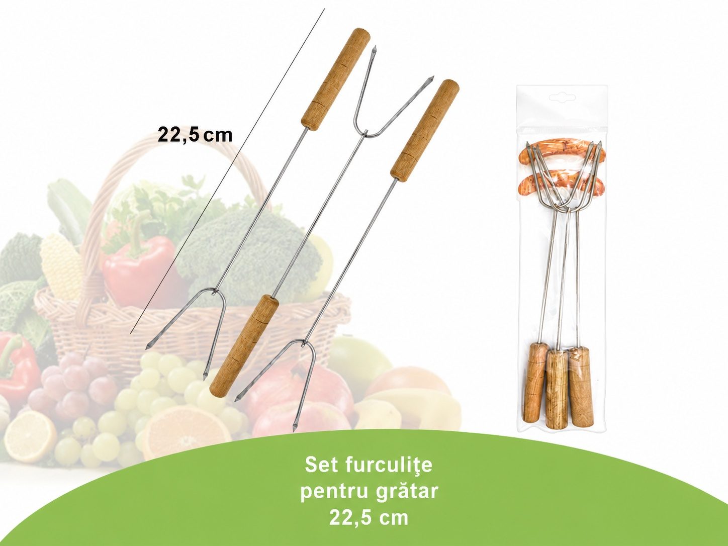 Set 3 Tepuse pentru Frigarui, , Mari, din Metal, pentru Gratar si BBQ, 22.5 cm, Argintiu 2