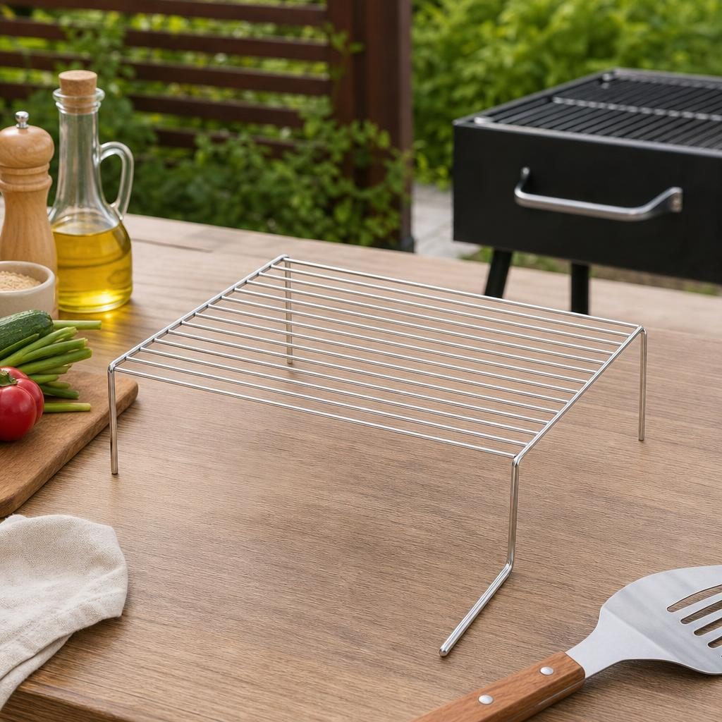 Gratar metalic BBQ, Flippy, cu picioare, din metal, pentru gatit in aer liber, Argintiu