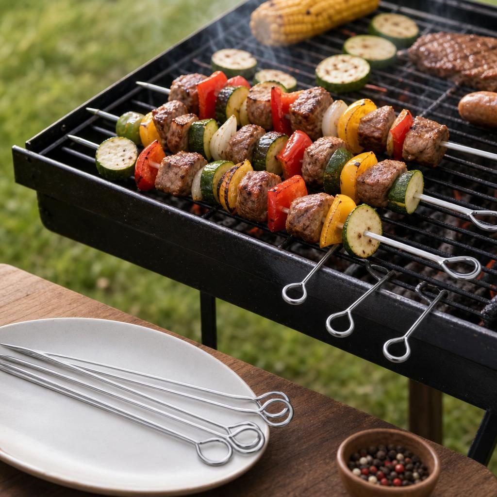 Set 8 Tepuse Pentru Frigarui, , Din Metal, Pentru Gratar si BBQ, 20 cm 2