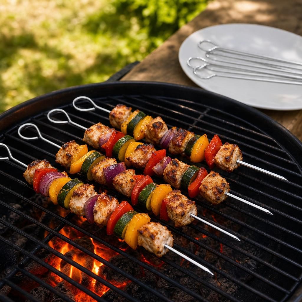 Set 8 Tepuse pentru Frigarui, , Din Metal, Pentru Gratar si BBQ, 25 cm 3