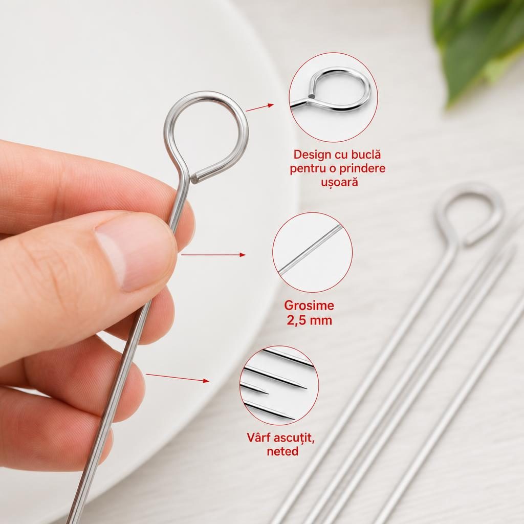 Set 8 Tepuse pentru Frigarui, , Din Metal, Pentru Gratar si BBQ, 25 cm 5