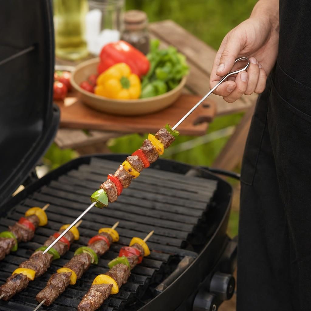 Set 8 Tepuse pentru Frigarui, , Din Metal, Pentru Gratar si BBQ, 25 cm 2