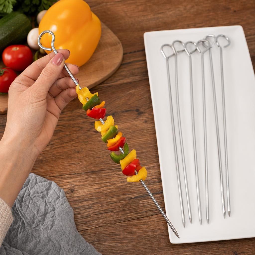 Set 8 Tepuse Pentru Frigarui, , Din Metal, Pentru Gratar si BBQ, 30 cm 5