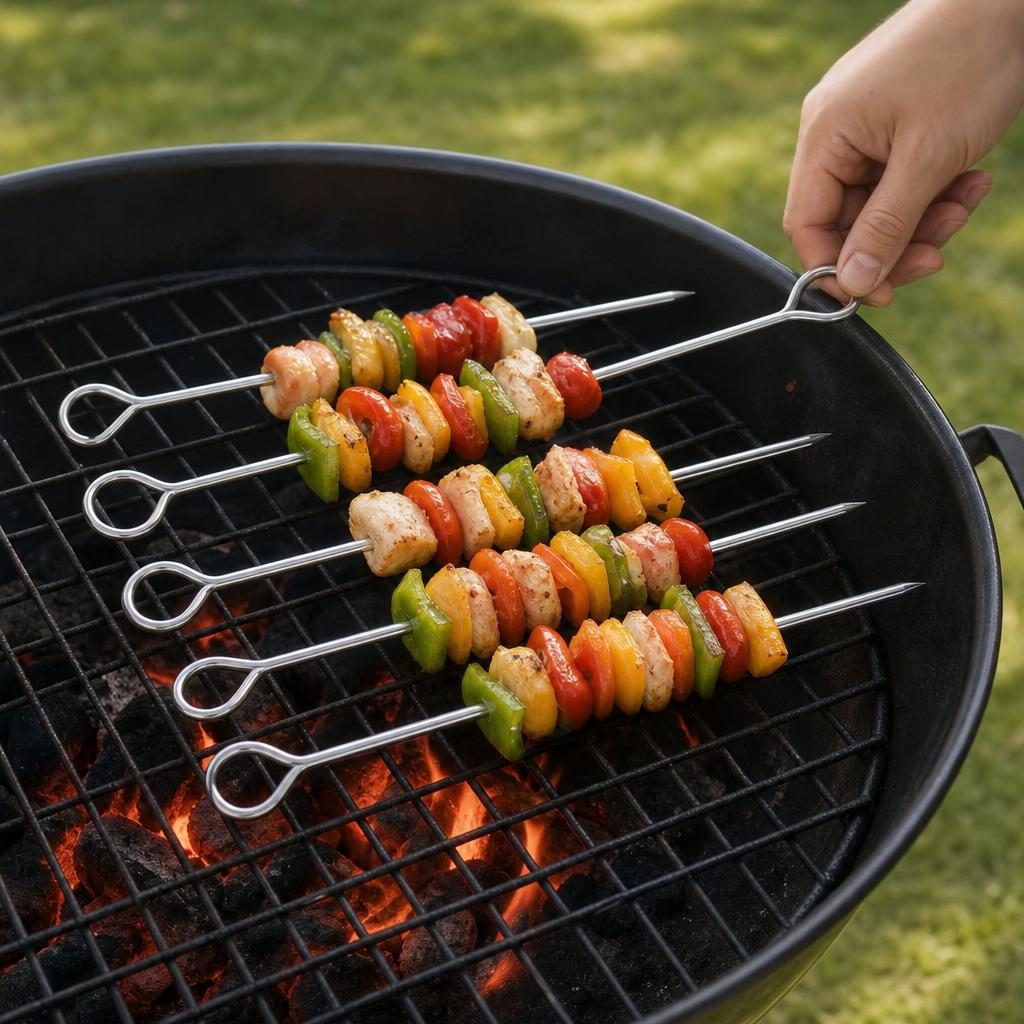 Set 8 Tepuse Pentru Frigarui, , Din Metal, Pentru Gratar si BBQ, 35 cm 3