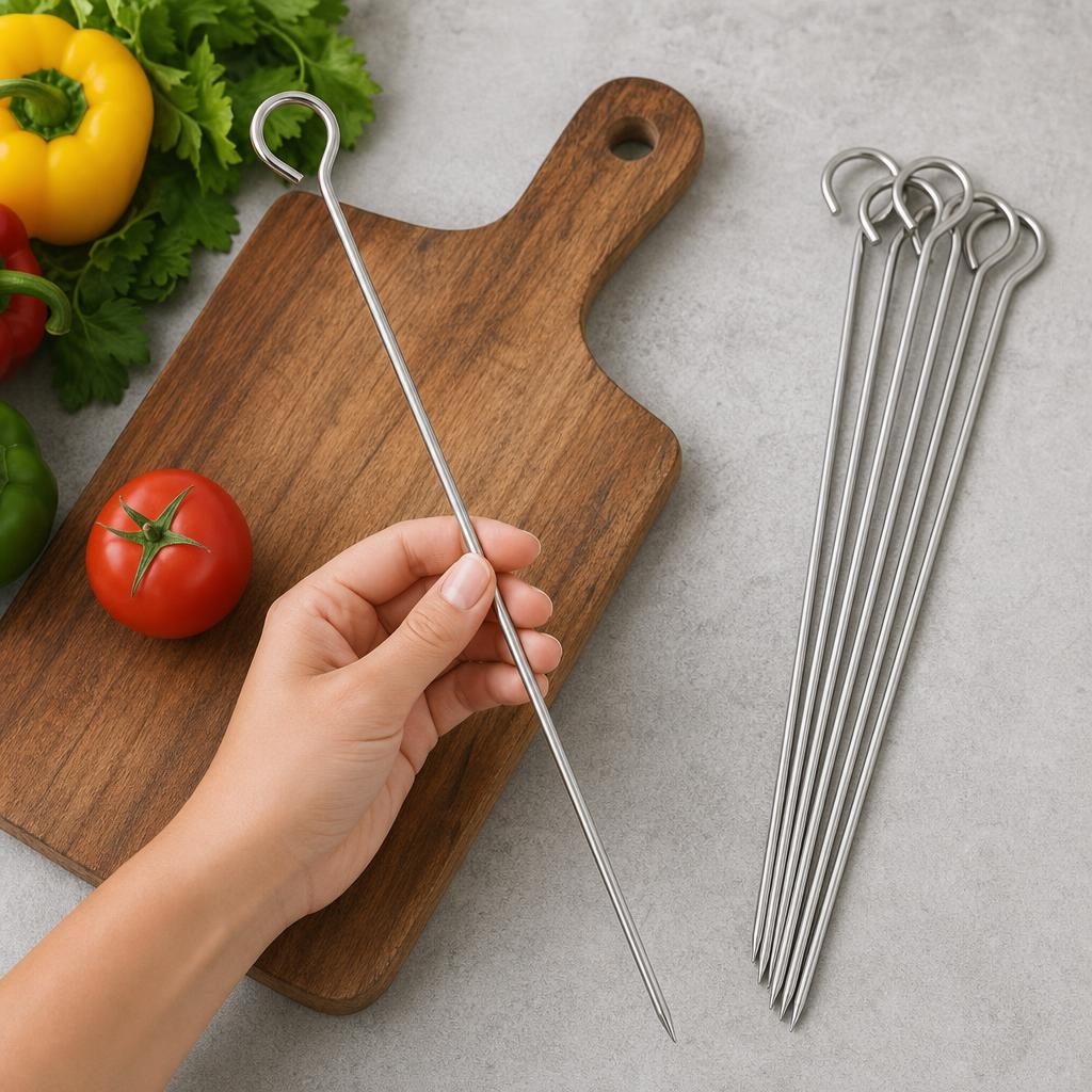 Set 8 Tepuse Pentru Frigarui, , Din Metal, Pentru Gratar si BBQ, 35 cm 4