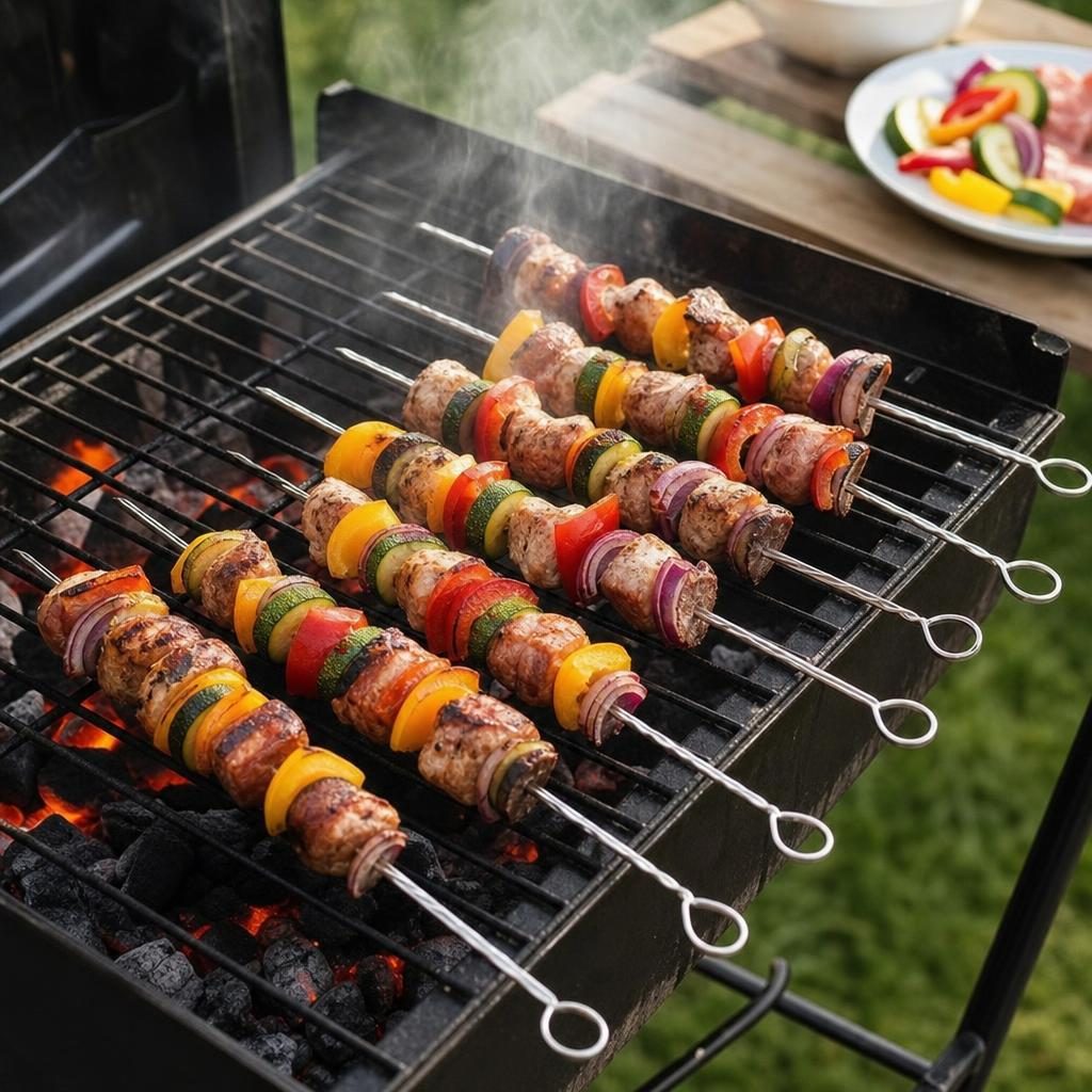 Set 8 Tepuse Pentru Frigarui, , Rasucite, Din Metal, Pentru Gratar si BBQ, 20 cm 3