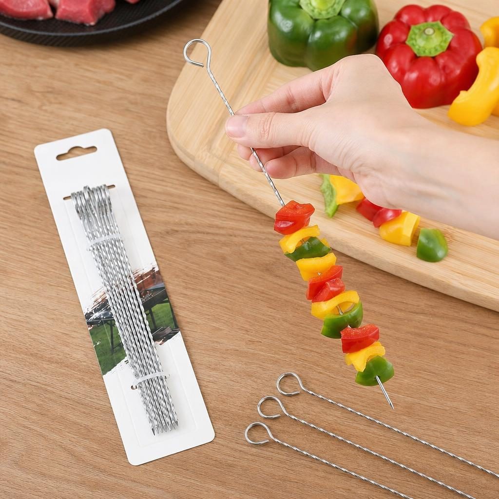 Set 8 Tepuse Pentru Frigarui, , Rasucite, Din Metal, Pentru Gratar si BBQ, 20 cm 4
