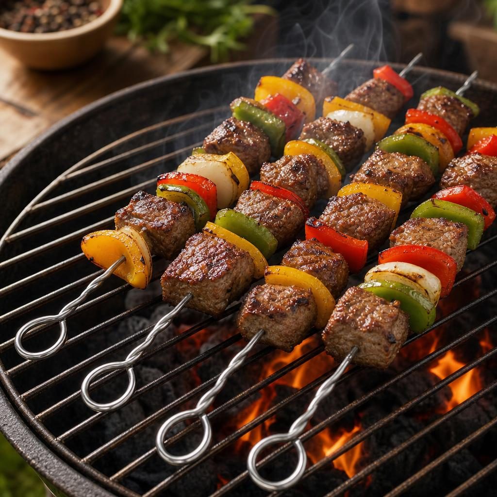 Set 6 Tepuse Pentru Frigarui, , Rasucite, Din Metal, Pentru Gratar si BBQ, 30 cm 2