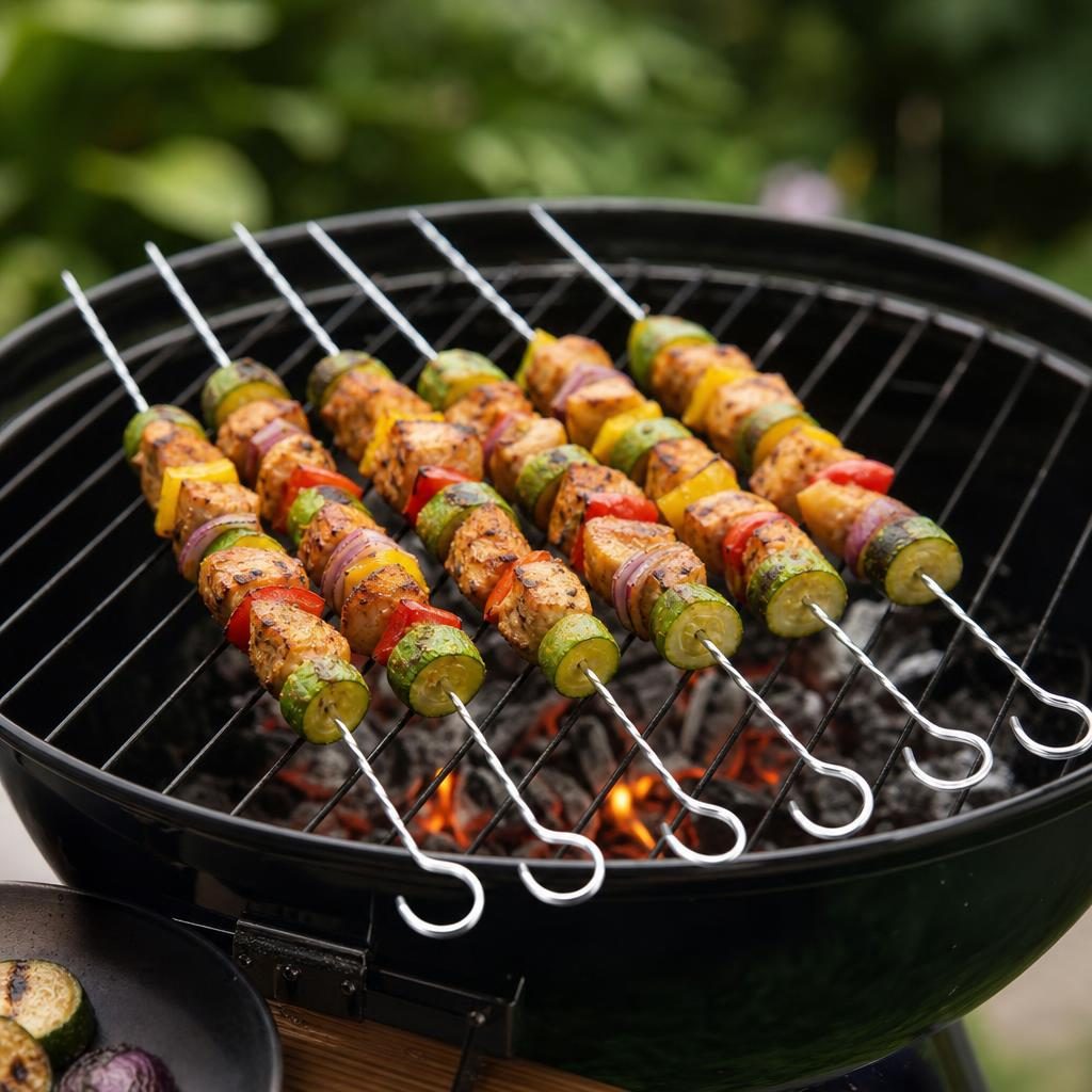 Set 6 Tepuse Pentru Frigarui, , Rasucite, Din Metal, Pentru Gratar si BBQ, 35 cm 2