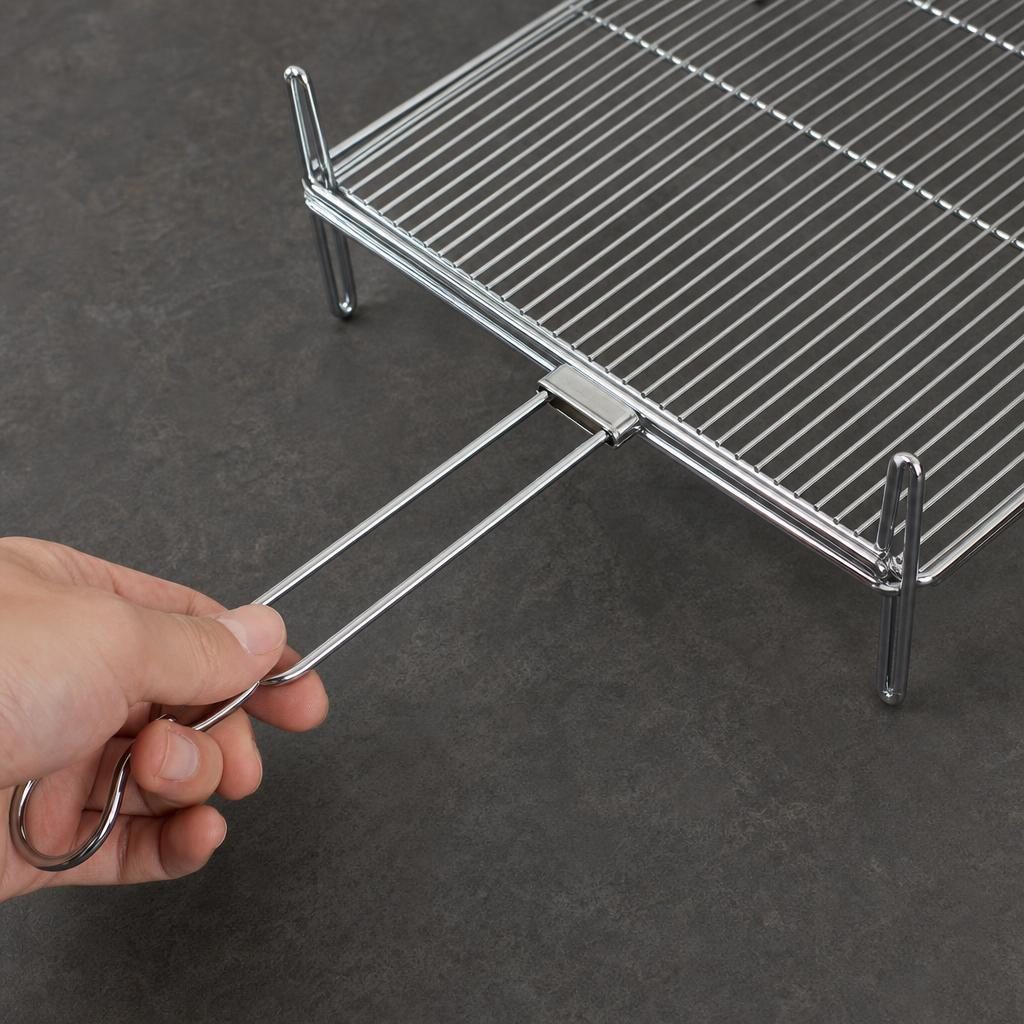 Gratar metalic BBQ, Flippy, din metal, pentru gatit in aer liber, Argintiu