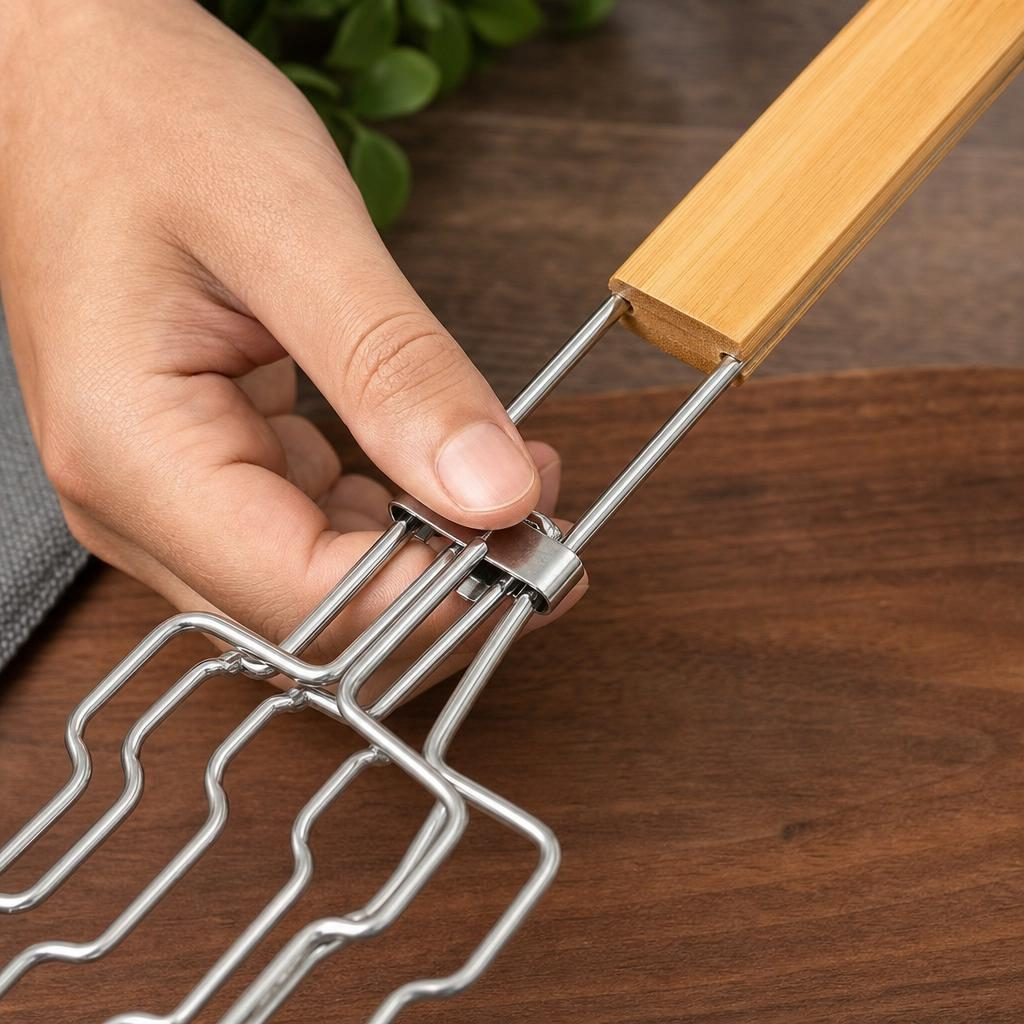 Grilaj pentru hot dog, Flippy, cu maner, din metal, pentru gratar si BBQ, 9x48 cm, Argintiu