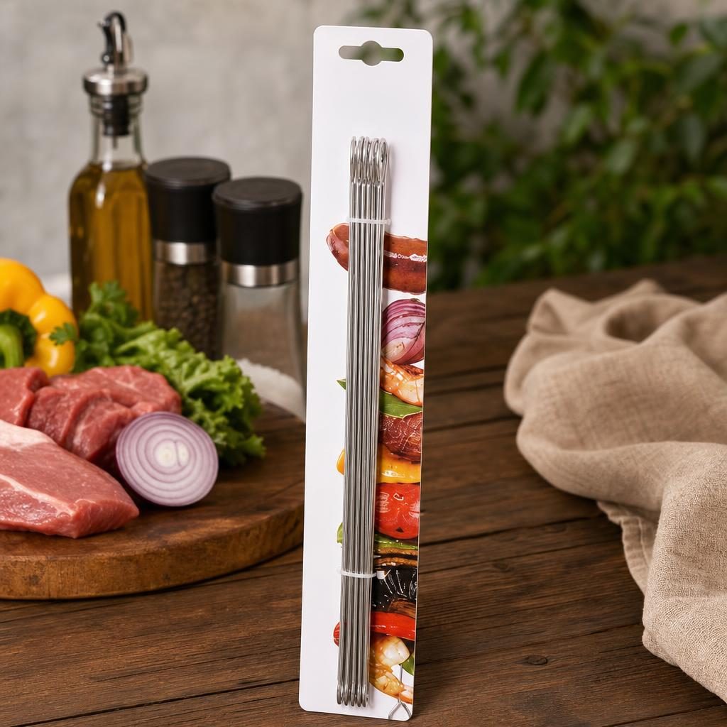 Tepuse pentru frigarui, Flippy, rotunde, din metal, pentru gratar si BBQ, 35 cm, Argintiu