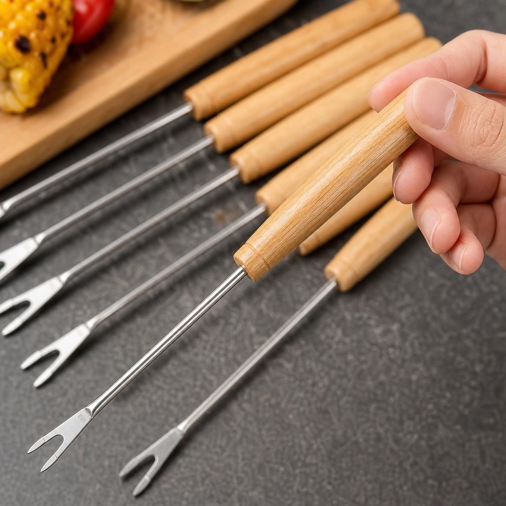 Set 6 Tepuse pentru Frigarui, , Mici, din Metal, pentru Gratar si BBQ, 21.5 cm, Argintiu 3