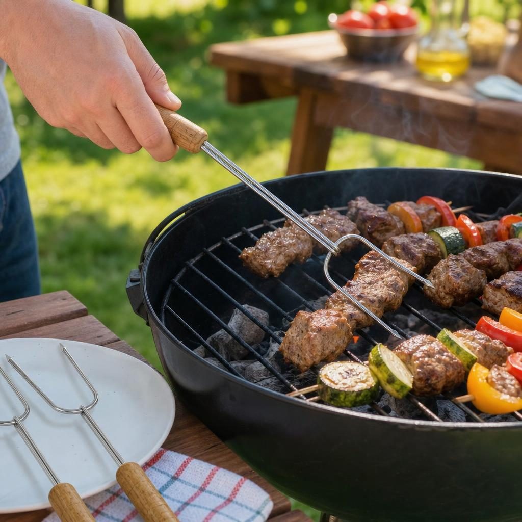 Tepuse pentru frigarui, Flippy, mari, din metal, pentru gratar si BBQ
